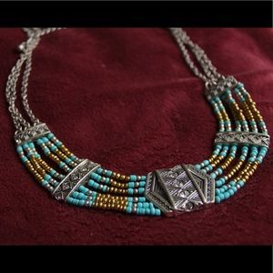 Tribal beaded wreath statement necklace